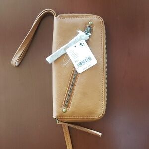 NWT FREE PEOPLE FAUX VEGAN LEATHER WRISTLET BROWN